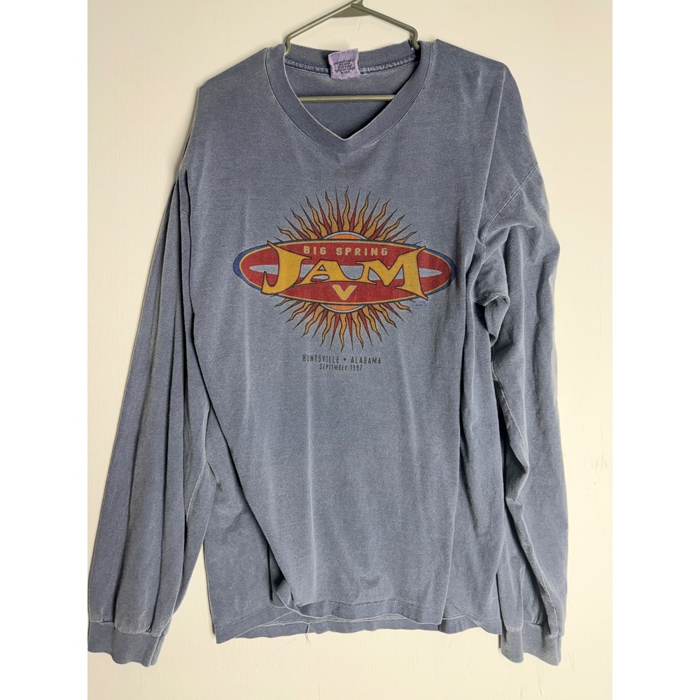 Vintage 1997 Big Spring Jam V Festival Shirt Mens XL Anvil Long Sleeve Blue USA